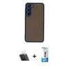 MARSİLYAN™- Galaxy S23 Plus Kılıf Ahenk Çizgi Serisi - Siyah 5D Eko Cam Ekran Koruyucu + Kamera Lens Koruma Cam - SF