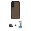 MARSİLYAN™- Galaxy S23 Plus Kılıf Ahenk Çizgi Serisi - Siyah 5D Eko Cam Ekran Koruyucu + Kamera Lens Koruma Cam - SF