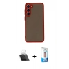 MARSİLYAN™- Galaxy S23 Plus Kılıf Ahenk Çizgi Serisi - Siyah 5D Eko Cam Ekran Koruyucu + Kamera Lens Koruma Cam - SF