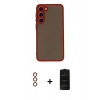 MARSİLYAN™- Galaxy S23 Plus Kılıf Ahenk Çizgi Serisi - Siyah 6D Antistatik Mat Seramik Hayalet Nano Ekran Koruyucu + Metal Kamera Lens - KI