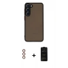 MARSİLYAN™- Galaxy S23 Plus Kılıf Ahenk Çizgi Serisi - Siyah 6D Antistatik Mat Seramik Hayalet Nano Ekran Koruyucu + Metal Kamera Lens - KI