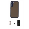 MARSİLYAN™- Galaxy S23 Plus Kılıf Ahenk Çizgi Serisi - Siyah 6D Antistatik Mat Seramik Hayalet Nano Ekran Koruyucu + Metal Kamera Lens - KI