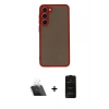 MARSİLYAN™- Galaxy S23 Plus Kılıf Ahenk Çizgi Serisi - Siyah 6D Antistatik Mat Seramik Hayalet Nano Ekran Koruyucu + Kamera Lens Koruma Cam - SF