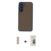 MARSİLYAN™- Galaxy S23 Plus Kılıf Ahenk Çizgi Serisi - Siyah 6D Mat Seramik Hayalet Nano Ekran Koruyucu + Metal Kamera Lens - KI