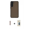 MARSİLYAN™- Galaxy S23 Plus Kılıf Ahenk Çizgi Serisi - Siyah 6D Mat Seramik Hayalet Nano Ekran Koruyucu + Metal Kamera Lens - KI