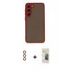 MARSİLYAN™- Galaxy S23 Plus Kılıf Ahenk Çizgi Serisi - Siyah 6D Mat Seramik Hayalet Nano Ekran Koruyucu + Metal Kamera Lens - KI