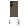 MARSİLYAN™- Galaxy S23 Plus Kılıf Ahenk Çizgi Serisi - Siyah Mat Seramik Nano Ekran Koruyucu + Metal Kamera Lens - KI