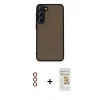 MARSİLYAN™- Galaxy S23 Plus Kılıf Ahenk Çizgi Serisi - Siyah Mat Seramik Nano Ekran Koruyucu + Metal Kamera Lens - KI