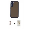 MARSİLYAN™- Galaxy S23 Plus Kılıf Ahenk Çizgi Serisi - Siyah Mat Seramik Nano Ekran Koruyucu + Metal Kamera Lens - KI