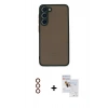 MARSİLYAN™- Galaxy S23 Plus Kılıf Ahenk Çizgi Serisi - Siyah Seramik Nano Ekran Koruyucu + Metal Kamera Lens - KI