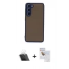 MARSİLYAN™- Galaxy S23 Plus Kılıf Ahenk Çizgi Serisi - Siyah Seramik Nano Ekran Koruyucu + Kamera Lens Koruma Cam - SF