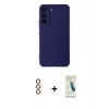 MARSİLYAN™- Galaxy S23 Plus Kılıf Ahenk Serisi - Şeffaf Pasifik Cam Ekran Koruyucu + Metal Kamera Lens - KI