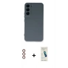 MARSİLYAN™- Galaxy S23 Plus Kılıf Ahenk Serisi - Şeffaf Pasifik Cam Ekran Koruyucu + Metal Kamera Lens - KI