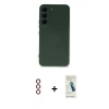 MARSİLYAN™- Galaxy S23 Plus Kılıf Ahenk Serisi - Şeffaf Pasifik Cam Ekran Koruyucu + Metal Kamera Lens - KI