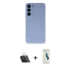 MARSİLYAN™- Galaxy S23 Plus Kılıf Ahenk Serisi - Şeffaf Pasifik Cam Ekran Koruyucu + Şeffaf Kamera Lens Koruma Cam