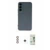MARSİLYAN™- Galaxy S23 Plus Kılıf Ahenk Serisi - Siyah 20D Premium Cam Ekran Koruyucu + Metal Kamera Lens - KI