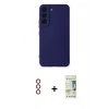 MARSİLYAN™- Galaxy S23 Plus Kılıf Ahenk Serisi - Siyah 20D Premium Cam Ekran Koruyucu + Metal Kamera Lens - KI