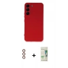 MARSİLYAN™- Galaxy S23 Plus Kılıf Ahenk Serisi - Siyah 20D Premium Cam Ekran Koruyucu + Metal Kamera Lens - KI