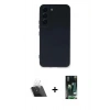 MARSİLYAN™- Galaxy S23 Plus Kılıf Ahenk Serisi - Siyah 360 Mat Full Body Arka Koruyucu + Kamera Lens Koruma Cam - SF