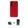 MARSİLYAN™- Galaxy S23 Plus Kılıf Ahenk Serisi - Siyah 360 Mat Full Body Arka Koruyucu + Kamera Lens Koruma Cam - SF