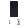 MARSİLYAN™- Galaxy S23 Plus Kılıf Ahenk Serisi - Siyah 5D Eko Cam Ekran Koruyucu + Metal Kamera Lens - KI
