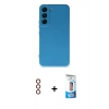 MARSİLYAN™- Galaxy S23 Plus Kılıf Ahenk Serisi - Siyah 5D Eko Cam Ekran Koruyucu + Metal Kamera Lens - KI