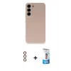MARSİLYAN™- Galaxy S23 Plus Kılıf Ahenk Serisi - Siyah 5D Eko Cam Ekran Koruyucu + Metal Kamera Lens - KI