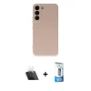 MARSİLYAN™- Galaxy S23 Plus Kılıf Ahenk Serisi - Siyah 5D Eko Cam Ekran Koruyucu + Kamera Lens Koruma Cam - SF