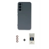 MARSİLYAN™- Galaxy S23 Plus Kılıf Ahenk Serisi - Siyah 5D Hayalet Cam Ekran Koruyucu + Metal Kamera Lens - KI