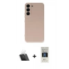 MARSİLYAN™- Galaxy S23 Plus Kılıf Ahenk Serisi - Siyah 5D Hayalet Cam Ekran Koruyucu + Kamera Lens Koruma Cam - SF