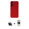 MARSİLYAN™- Galaxy S23 Plus Kılıf Ahenk Serisi - Siyah 5D Hayalet Cam Ekran Koruyucu + Kamera Lens Koruma Cam - SF