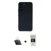 MARSİLYAN™- Galaxy S23 Plus Kılıf Ahenk Serisi - Siyah 5D Hayalet Cam Ekran Koruyucu + Kamera Lens Koruma Cam - SF