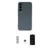 MARSİLYAN™- Galaxy S23 Plus Kılıf Ahenk Serisi - Siyah 6D Antistatik Mat Seramik Hayalet Nano Ekran Koruyucu + Metal Kamera Lens - KI