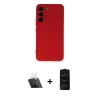 MARSİLYAN™- Galaxy S23 Plus Kılıf Ahenk Serisi - Siyah 6D Antistatik Mat Seramik Hayalet Nano Ekran Koruyucu + Kamera Lens Koruma Cam - SF
