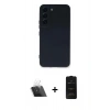 MARSİLYAN™- Galaxy S23 Plus Kılıf Ahenk Serisi - Siyah 6D Antistatik Mat Seramik Hayalet Nano Ekran Koruyucu + Kamera Lens Koruma Cam - SF