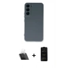 MARSİLYAN™- Galaxy S23 Plus Kılıf Ahenk Serisi - Siyah 6D Antistatik Mat Seramik Hayalet Nano Ekran Koruyucu + Kamera Lens Koruma Cam - SF