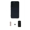 MARSİLYAN™- Galaxy S23 Plus Kılıf Ahenk Serisi - Siyah 6D Antistatik Mat Seramik Hayalet Nano Ekran Koruyucu + Metal Kamera Lens - KI