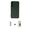 MARSİLYAN™- Galaxy S23 Plus Kılıf Ahenk Serisi - Siyah 6D Mat Seramik Hayalet Nano Ekran Koruyucu + Metal Kamera Lens - KI