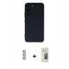 MARSİLYAN™- Galaxy S23 Plus Kılıf Ahenk Serisi - Siyah 6D Mat Seramik Hayalet Nano Ekran Koruyucu + Metal Kamera Lens - KI