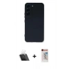 MARSİLYAN™- Galaxy S23 Plus Kılıf Ahenk Serisi - Siyah Hayalet Edge Cam Ekran Koruyucu + Kamera Lens Koruma Cam - SF