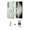 MARSİLYAN™- Galaxy S23 Plus Kılıf Ahenk Yansıma Prime - Siyah 5D Hayalet Cam Ekran Koruyucu + Metal Kamera Lens - KI