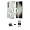 MARSİLYAN™- Galaxy S23 Plus Kılıf Ahenk Yansıma Prime - Siyah 5D Hayalet Cam Ekran Koruyucu + Kamera Lens Koruma Cam - SF