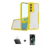 MARSİLYAN™- Galaxy S23 Plus Kılıf Atlas Asil Serisi - Siyah 360 Mat Full Body Arka Koruyucu + Kamera Lens Koruma Cam - SF