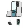 MARSİLYAN™- Galaxy S23 Plus Kılıf Atlas Asil Serisi - Siyah 360 Mat Full Body Arka Koruyucu + Kamera Lens Koruma Cam - SF