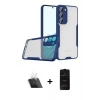MARSİLYAN™- Galaxy S23 Plus Kılıf Atlas Asil Serisi - Siyah 6D Antistatik Mat Seramik Hayalet Nano Ekran Koruyucu + Kamera Lens Koruma Cam - SF