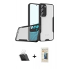 MARSİLYAN™- Galaxy S23 Plus Kılıf Atlas Asil Serisi - Siyah 6D Mat Seramik Hayalet Nano Ekran Koruyucu + Kamera Lens Koruma Cam - SF