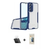 MARSİLYAN™- Galaxy S23 Plus Kılıf Atlas Asil Serisi - Siyah 6D Mat Seramik Hayalet Nano Ekran Koruyucu + Kamera Lens Koruma Cam - SF