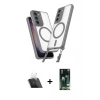 MARSİLYAN™- Galaxy S23 Plus Kılıf Atlas Doku Koleksiyonu - Şeffaf 360 Full Body Arka Koruyucu + Kamera Lens Koruma Cam - SF