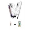 MARSİLYAN™- Galaxy S23 Plus Kılıf Atlas Doku Koleksiyonu - Şeffaf Polymer Nano Ekran Koruyucu + Metal Kamera Lens - KI