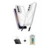 MARSİLYAN™- Galaxy S23 Plus Kılıf Atlas Doku Koleksiyonu - Şeffaf Polymer Nano Ekran Koruyucu + Kamera Lens Koruma Cam - SF